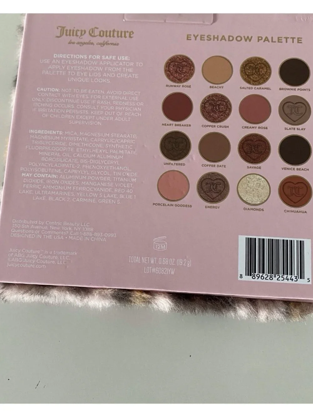 Juicy Couture Pink Leopard‎ Cheetah Faux Fur And Rhinestone 16 Eyeshadow Palette